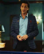 Poker Face 2023 Adrien Brody Blue Plaid Blazer