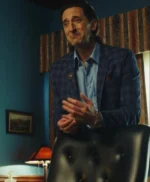 Poker Face 2023 Adrien Brody Blue Plaid Blazer