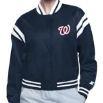 Printed Logo Washington Nationals Varsity Satin Jacket