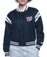 Printed Logo Washington Nationals Varsity Satin Jacket