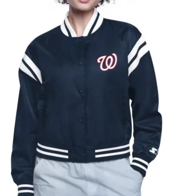 Printed Logo Washington Nationals Varsity Satin Jacket