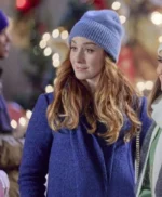Rachael Leigh Cook Rescuing Christmas 2023 Blue Long Coat