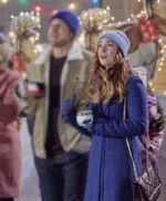 Rachael Leigh Cook Rescuing Christmas 2023 Blue Long Coat