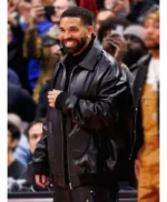 Raptors VS Warriors Game Drake Leather Jacket