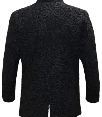 Real Astrakhan Karakul Lamb Curly Fur Black Coat