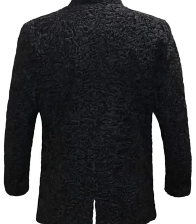 Real Astrakhan Karakul Lamb Curly Fur Black Coat