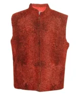 Real Sawarka Persian Lamb Red Fur Waistcoat Vest