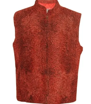 Real Sawarka Persian Lamb Red Fur Waistcoat Vest