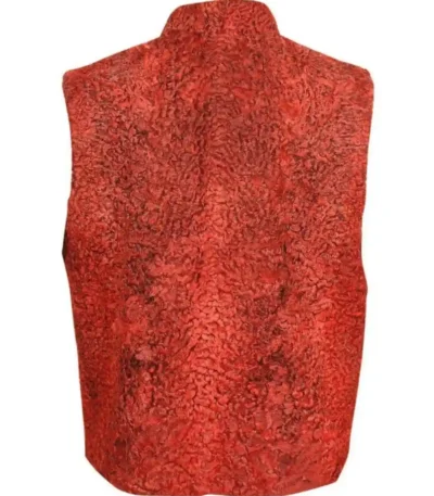 Real Sawarka Persian Lamb Red Fur Waistcoat Vest