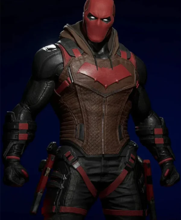 Red Hood Gotham Knights Bat Logo Leather Vest