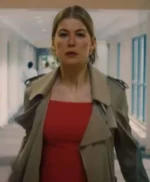 Rosamund Pike I Care a Lot Tan Brown Long Trench Coat