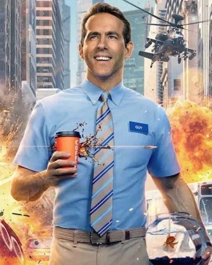 Ryan Reynolds Free Guy Tie and Blue Shirt Ryan Reynolds Free Guy Tie and Blue Shirt
