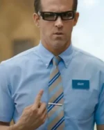 Ryan Reynolds Free Guy Tie and Blue Shirt