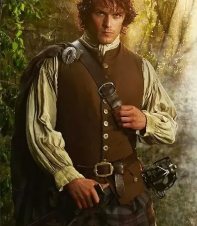 Sam Heughan Outlander Jamie Fraser Brown Vest