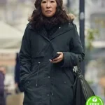 Sandra Oh Killing Eve Polastri Black Cotton Coat