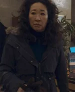 Sandra Oh Killing Eve Polastri Black Cotton Coat