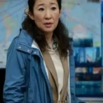 Sandra Oh Killing Eve Season 03 Polastri Blue Hooded Coat