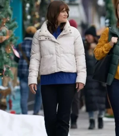 Sarah Booth Our Christmas Mural White Puffer Jacket