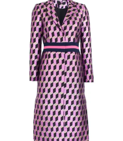 Emily In Paris S03 Lily Collins Pink Printed Coat