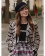 Emily In Paris S03 Lily Collins Wool Check Jacket