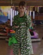 Emily in Paris S03 Lily Collins Green Printed Coat