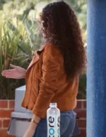 Madison Pettis He’s All That Brown Leather Jacket