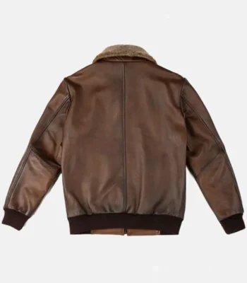Skyline Brown Leather Bomber Jacket