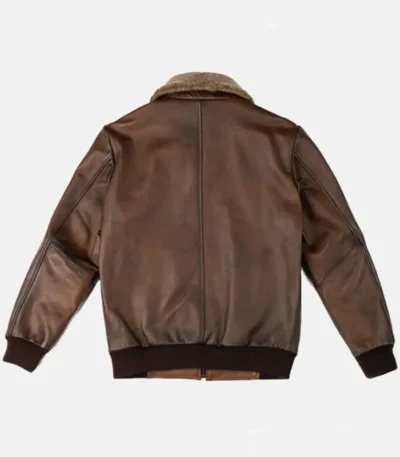 Skyline Brown Leather Bomber Jacket