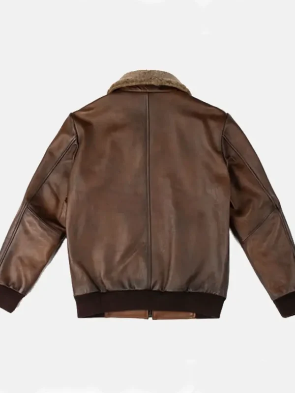 Skyline Brown Leather Bomber Jacket