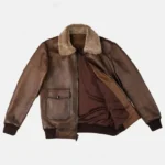 Skyline Brown Leather Bomber Jacket