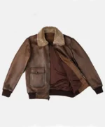 Skyline Brown Leather Bomber Jacket