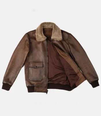 Skyline Brown Leather Bomber Jacket