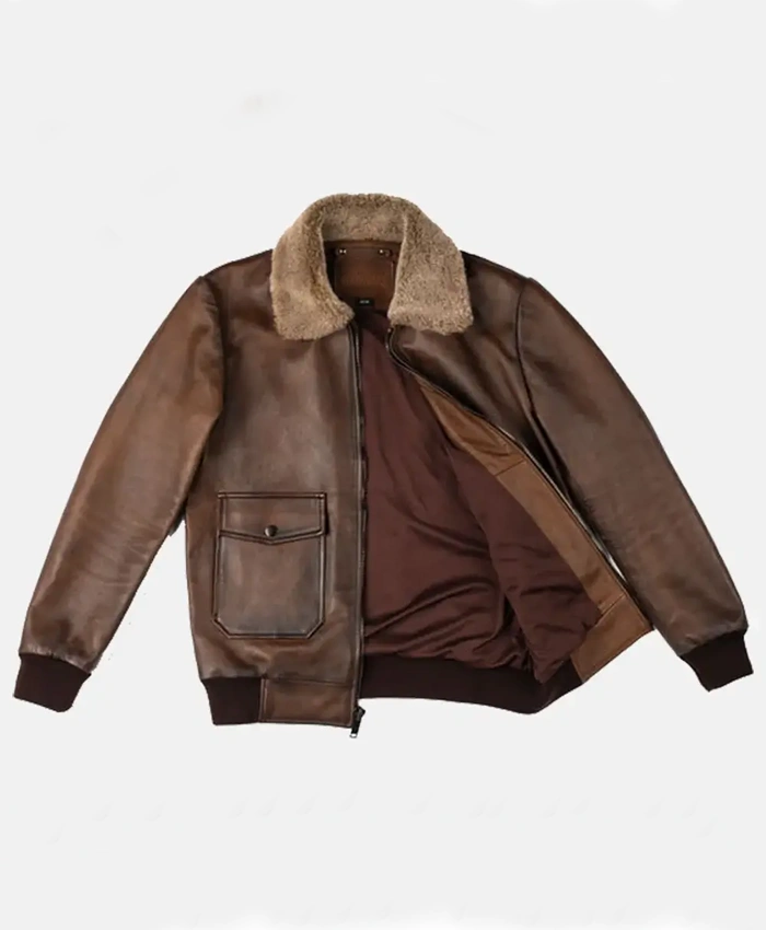 Skyline Brown Leather Bomber Jacket Skyline Brown Leather Bomber Jacket