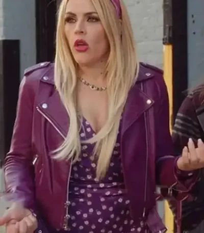 Summer Dutkowsky Girls5eva Purple Leather Jacket