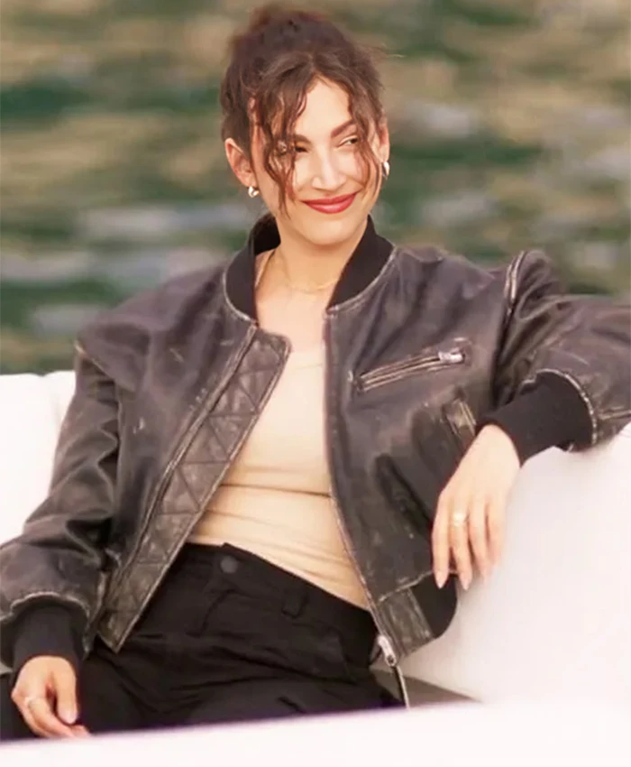 Úrsula Lift 2024 Black Leather Bomber Jacket