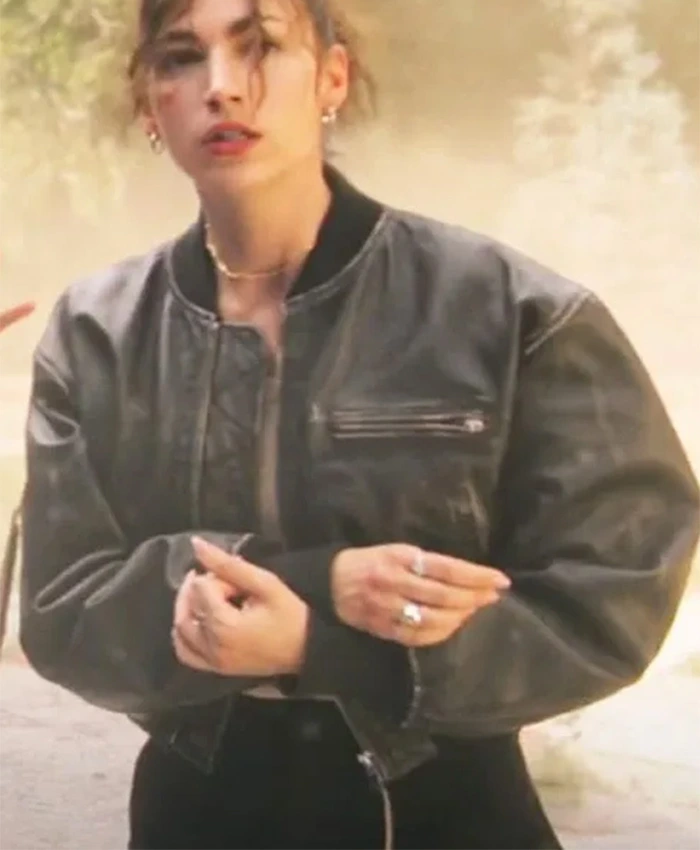 Úrsula Lift 2024 Black Leather Bomber Jacket