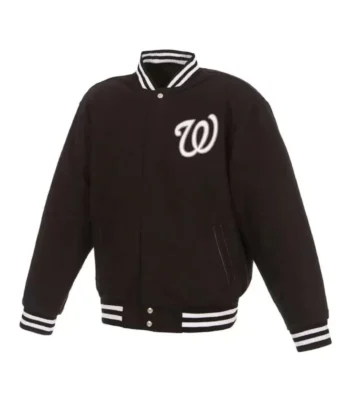 Washington Nationals Black Letterman Wool Jacket