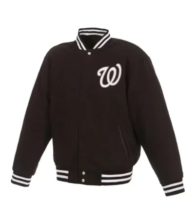 Washington Nationals Black Letterman Wool Jacket