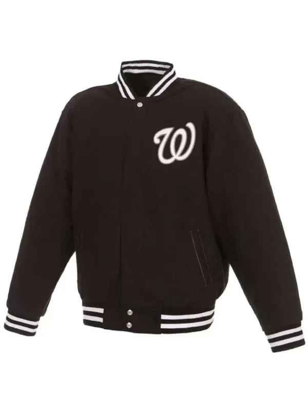 Washington Nationals Black Letterman Wool Jacket