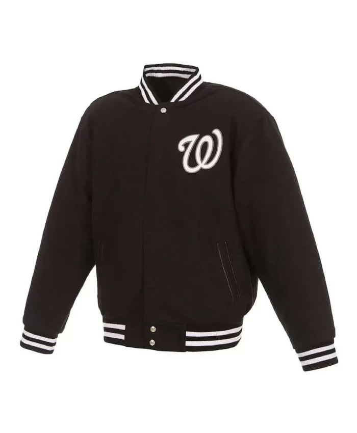 Washington Nationals Black Letterman Wool Jacket Washington Nationals Black Letterman Wool Jacket