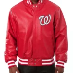 Washington Nationals Letterman Red Leather Jacket
