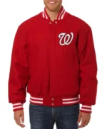 Washington Nationals Letterman Red Wool Jacket