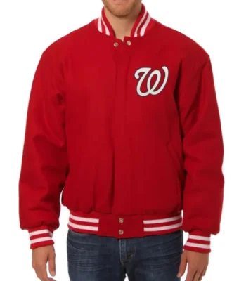 Washington Nationals Letterman Red Wool Jacket