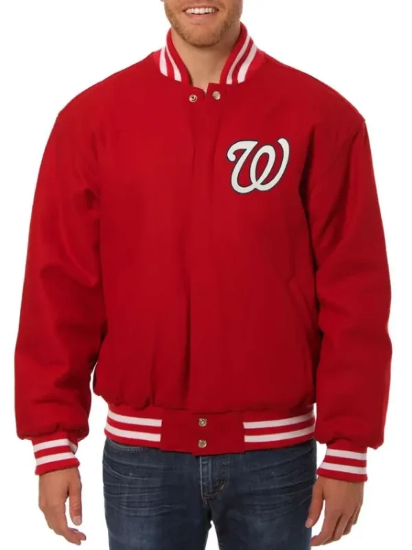 Washington Nationals Letterman Red Wool Jacket