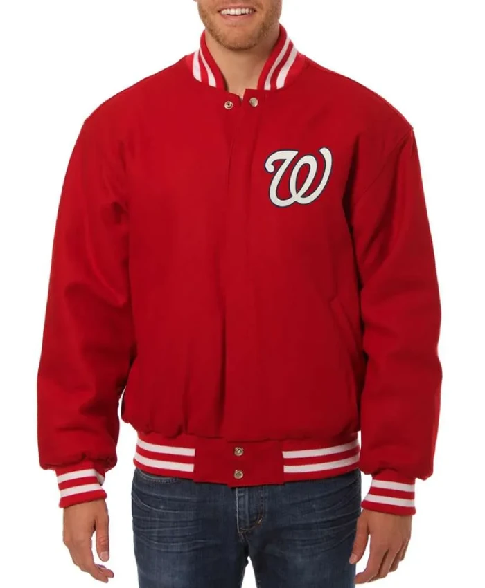 Washington Nationals Letterman Red Wool Jacket Washington Nationals Letterman Red Wool Jacket