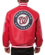 Washington Nationals Letterman Red Leather Jacket
