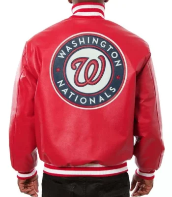Washington Nationals Letterman Red Leather Jacket
