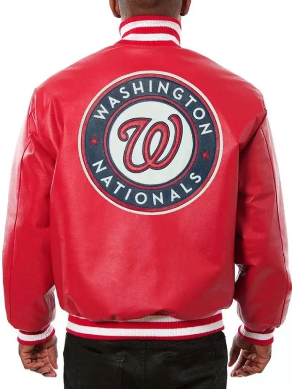 Washington Nationals Letterman Red Leather Jacket