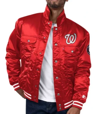 Washington Nationals Red Tab Satin Trucker Jacket