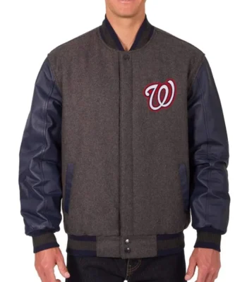 Charcoal/Navy Washington Nationals Varsity Jacket